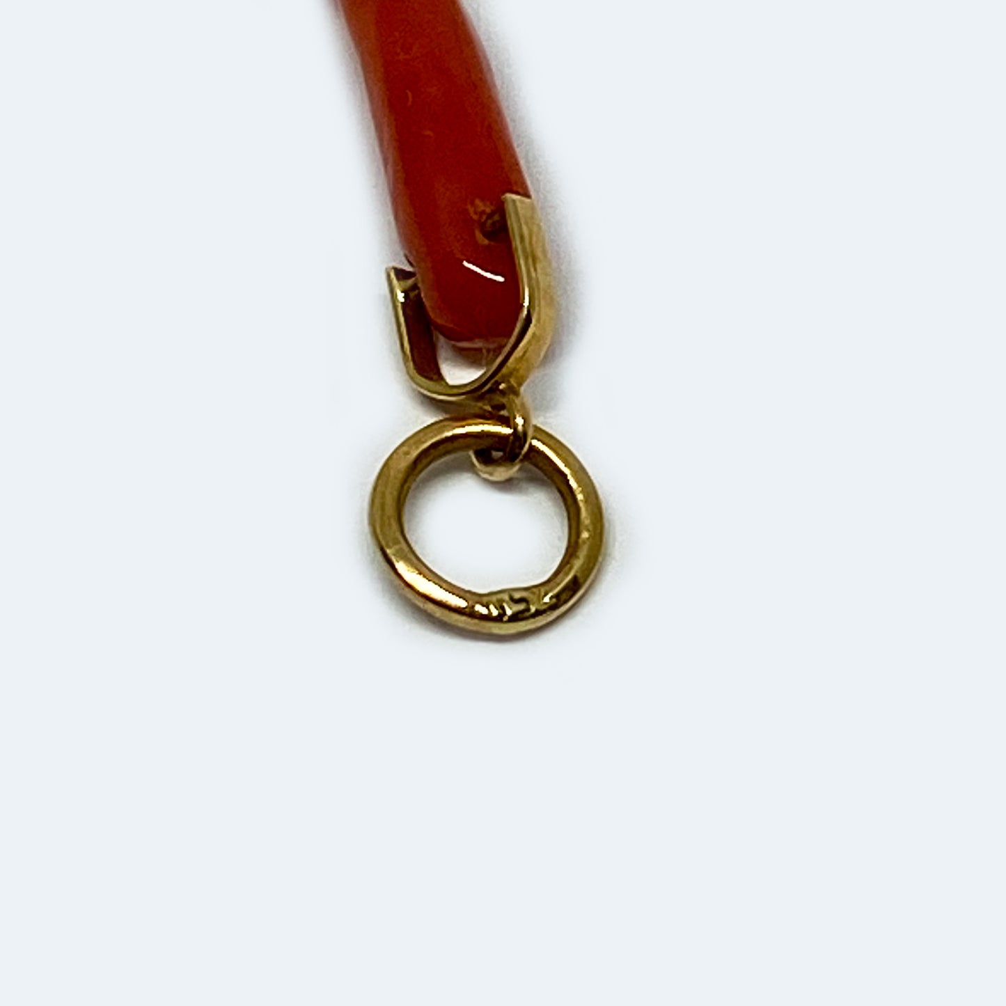 Vintage 18k Gold Coral Horn Cornicello Pendant