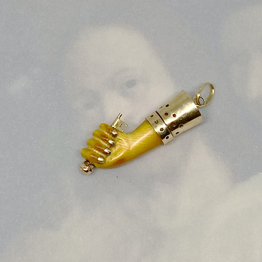 Antique 14K Gold Bone Victorian Fist Figa Charm