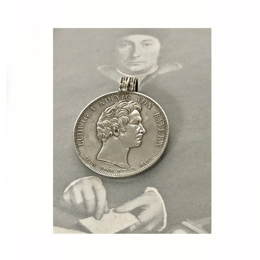 Antique Silver Pendant 1828 Bavarian Ludwig I Thaler 1828 Coin Pendant