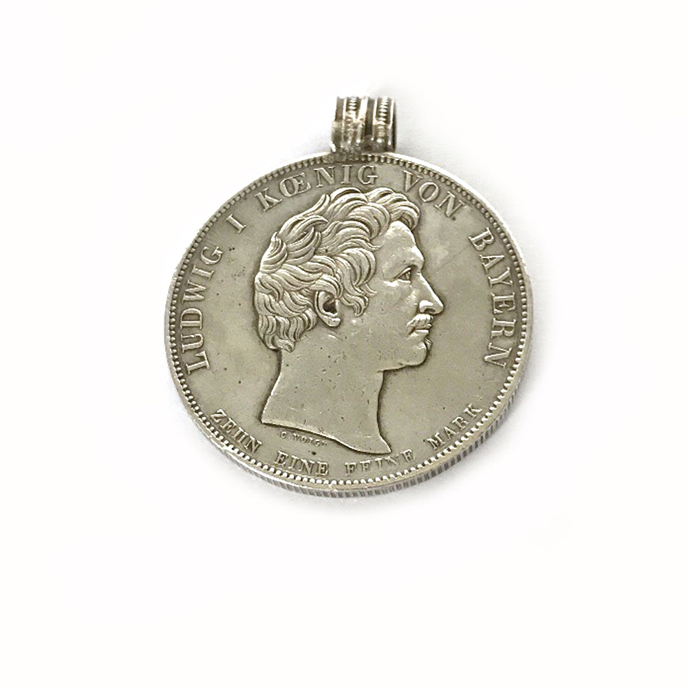 Antique Silver Pendant 1828 Bavarian Ludwig I Thaler 1828 Coin Pendant