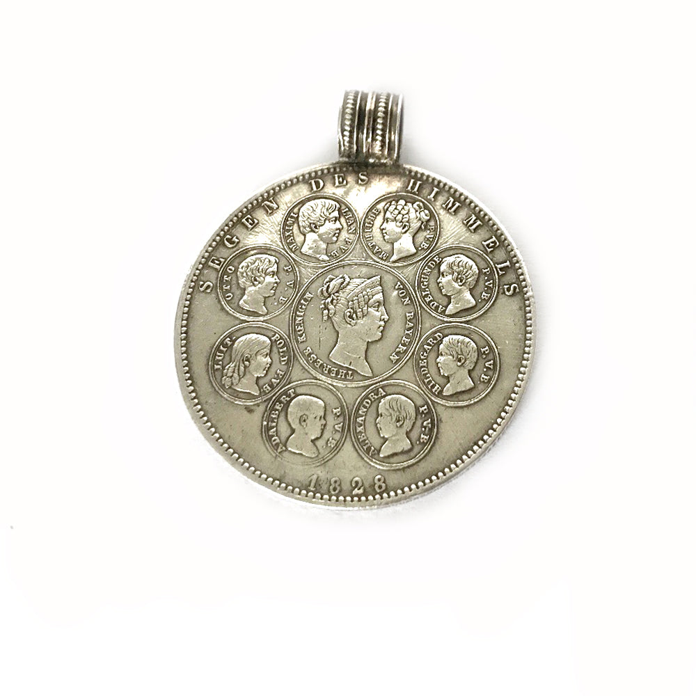 Antique Silver Pendant 1828 Bavarian Ludwig I Thaler 1828 Coin Pendant