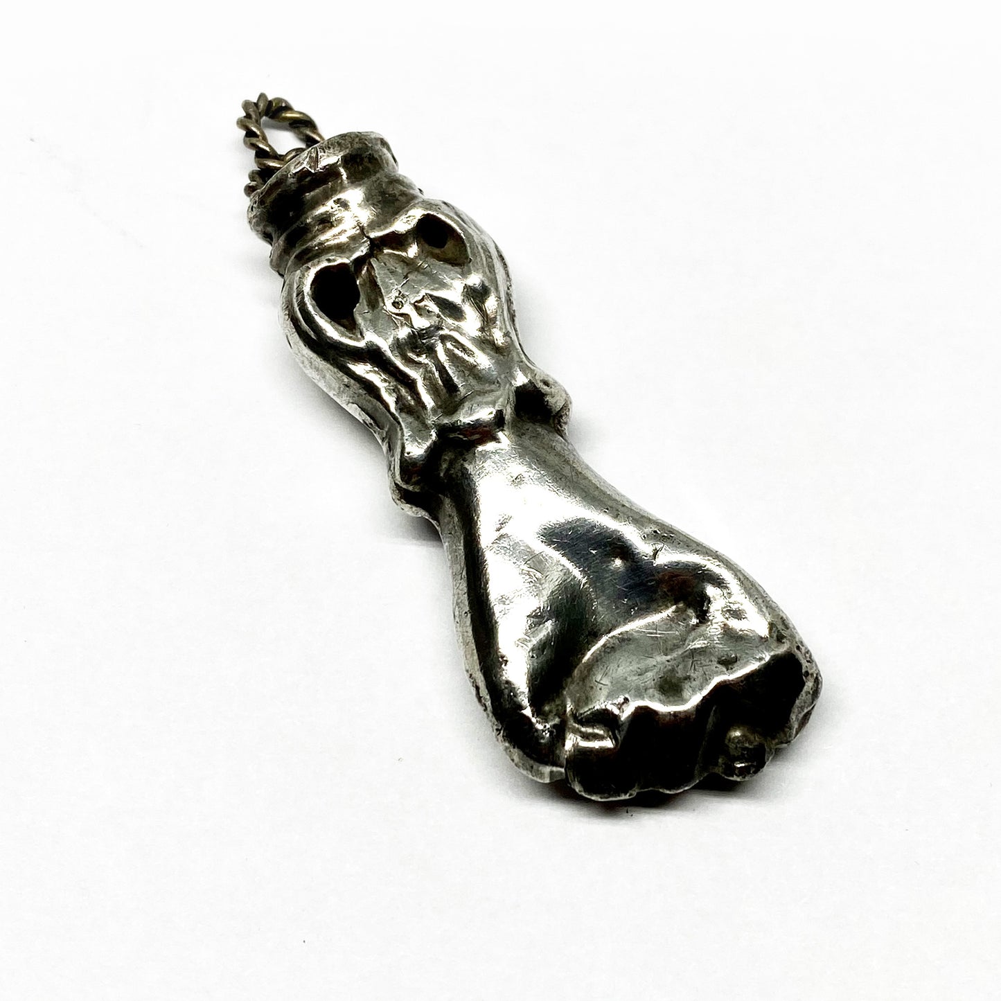 Antique 19th Century Italian Puffed Silver Figa Charm